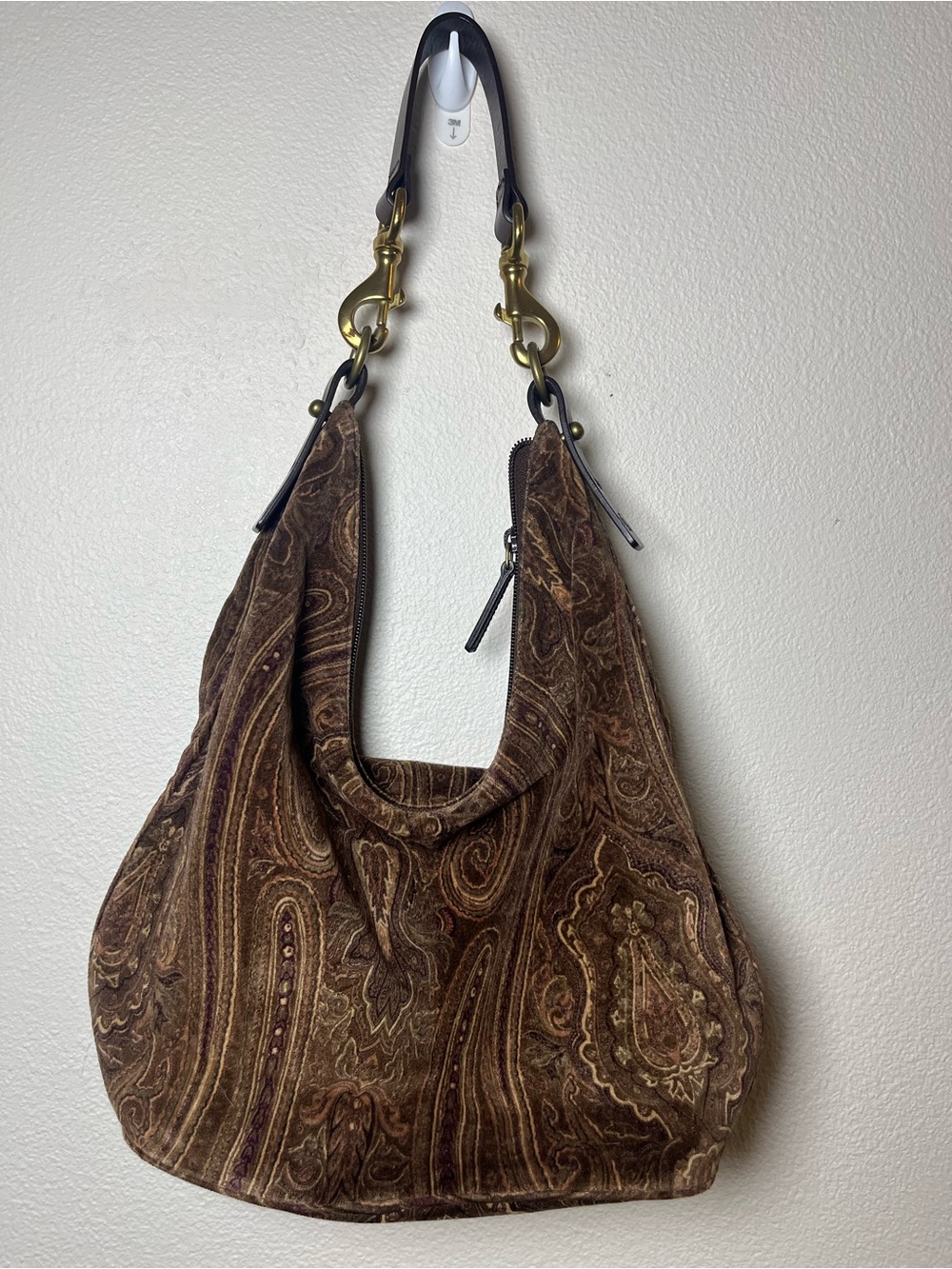 Lauren Ralph Lauren Brown Paisley Hobo Bag
